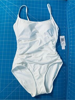 Anne Cole White One-Piece Swimsuit with Ruched Side